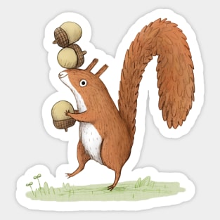 Squirrel With Acorns Sticker